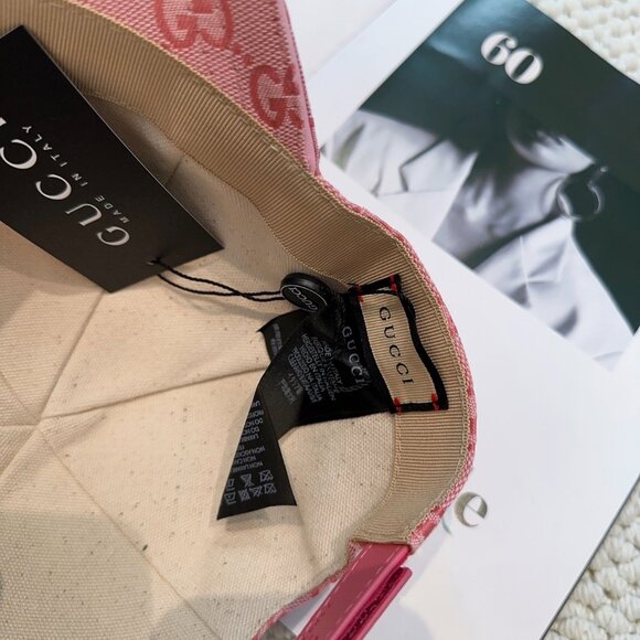 Gucci Pink Logo Pattern Ball Cap Hat - Picture 7 of 7